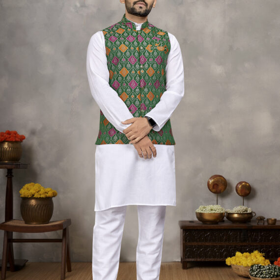 Men's Kurta Pajama & Koti(3pcs)