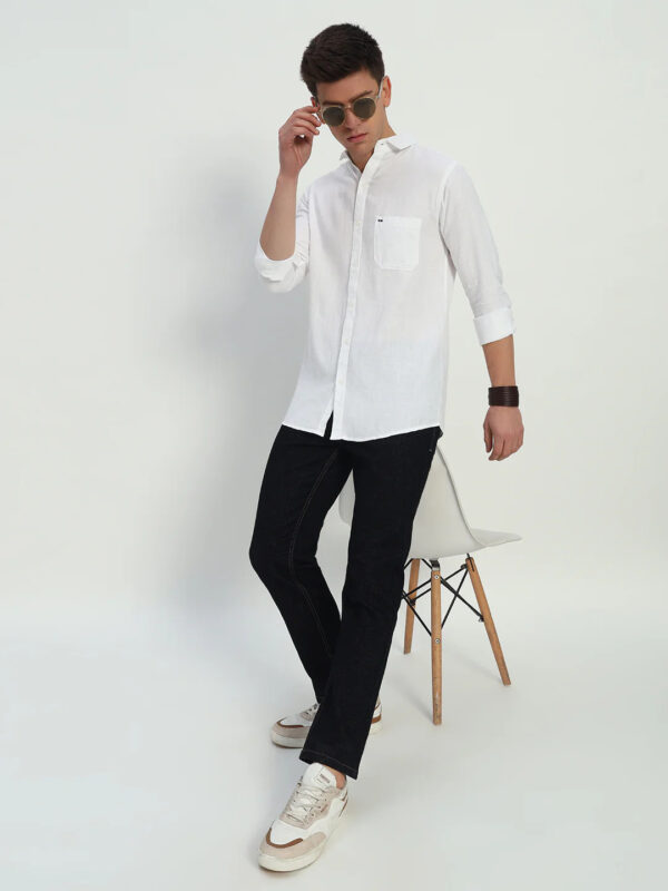 Men's Color White Linen Cotton Shirt (1pcs)